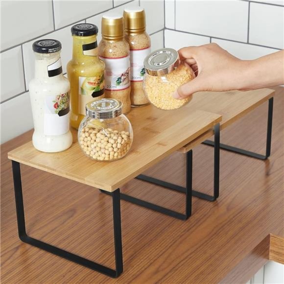 Set of 2 Kitchen Counter Shelves, Kitchen Storage, Stackable, Expandable - Picture 7 of 7